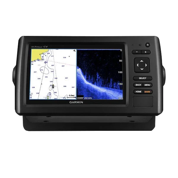 Garmin ECHOMAP CHIRP 74cv marine chartplotter with transducer, black unit