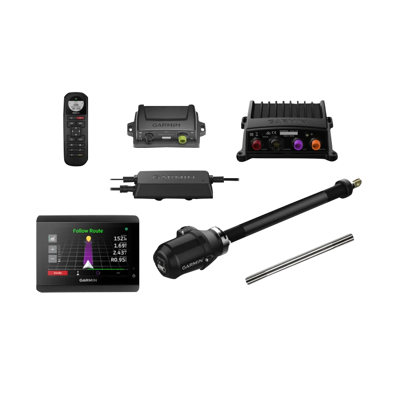 Garmin Reactor 40 Kicker Autopilot kit with GHC 50, 6-piece black marine autopilot bundle with stainless tilt tube