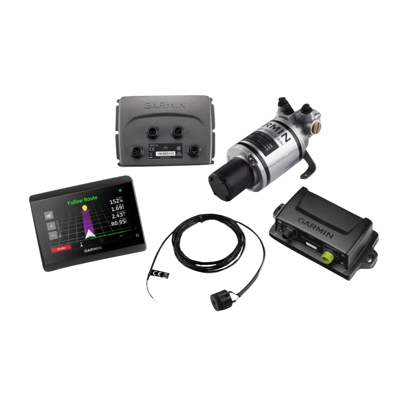 Garmin Compact Reactor 40 autopilot 5-piece bundle with GHC 50 display, actuator, control box, and cables