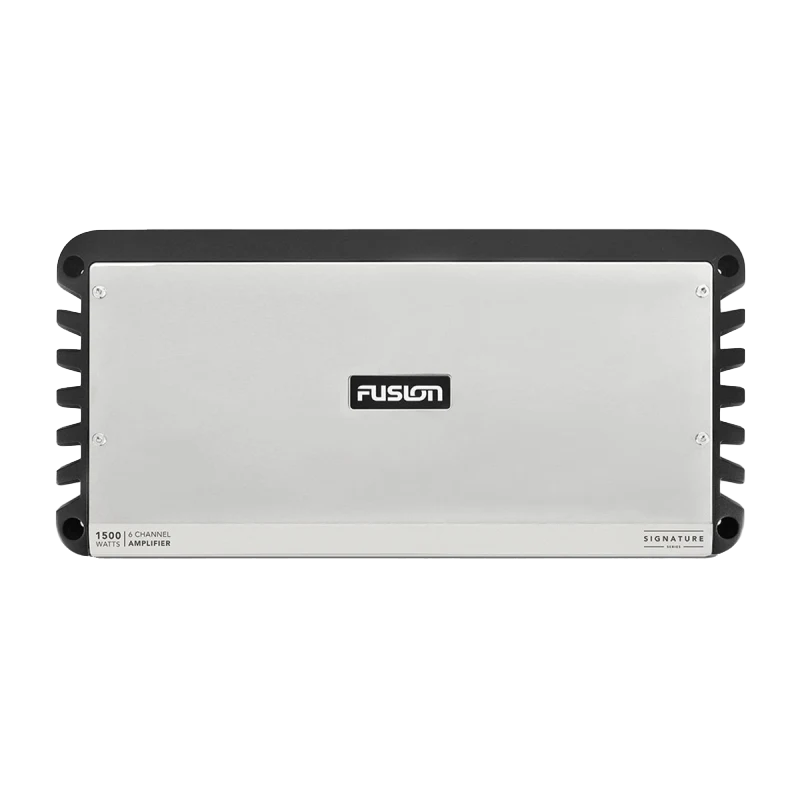 Fusion Signature Series marine amplifier, 24-volt, 6-channel, 1500W, silver front panel