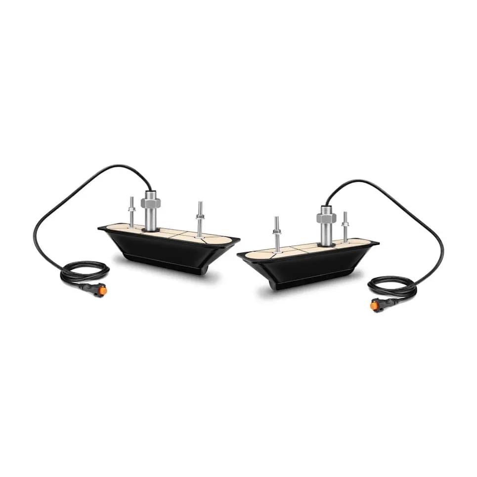 Garmin GT30-THP dive modules (pair) with beige tops, metal posts, and attached cables