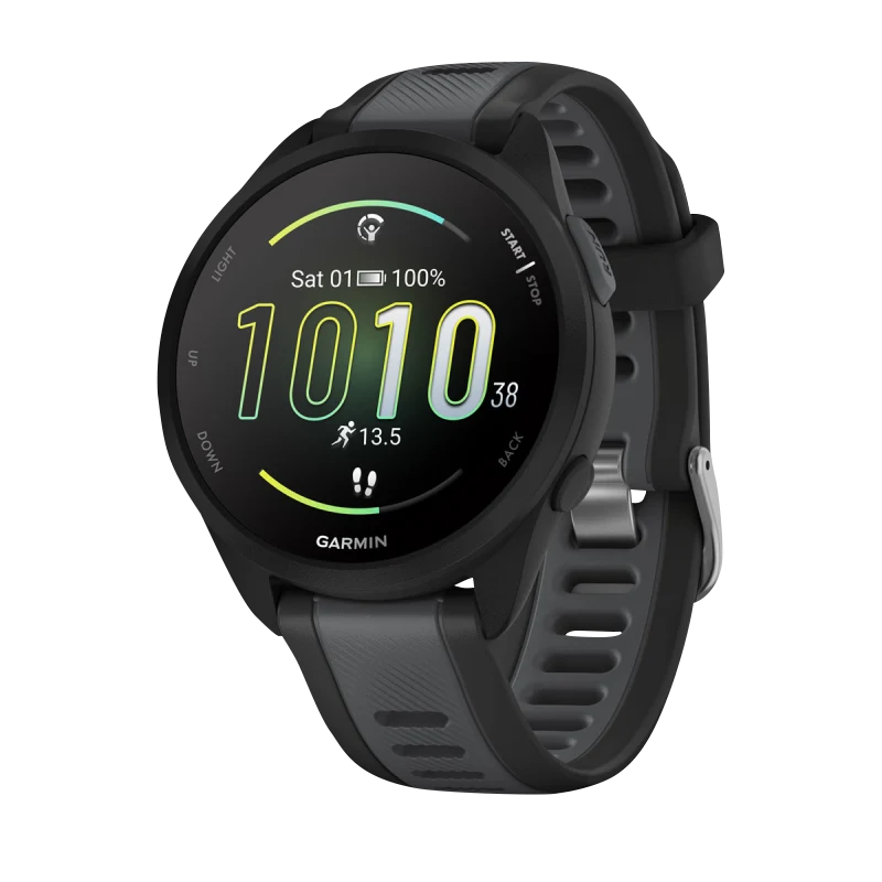 Garmin Forerunner 165 Music smartwatch, black and slate-gray band
