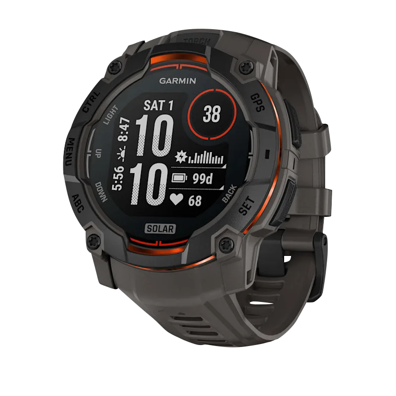 Garmin Instinct 3 Solar smartwatch, 50mm black case with charcoal band (010-02935-00)