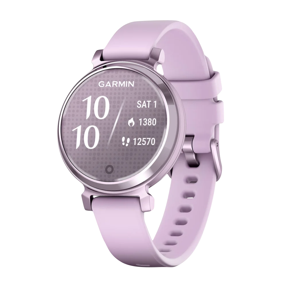 Garmin Lily 2 smartwatch, metallic lilac with lilac silicone band, certified refurbished