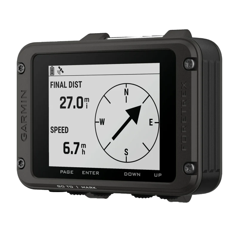 Garmin Foretrex 801 wrist-mounted GPS navigator in black with compass display.