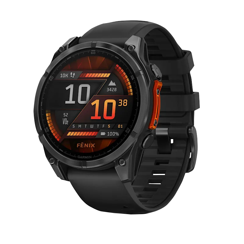 Garmin Fenix 8 smartwatch, 51 mm AMOLED display, slate gray case with black silicone band