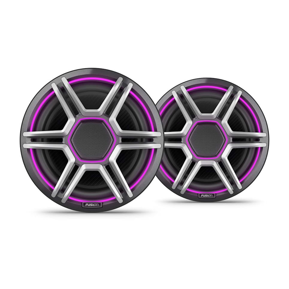 Pair of Garmin Fusion Apollo 8.8-inch LED marine speakers with sports grey grilles