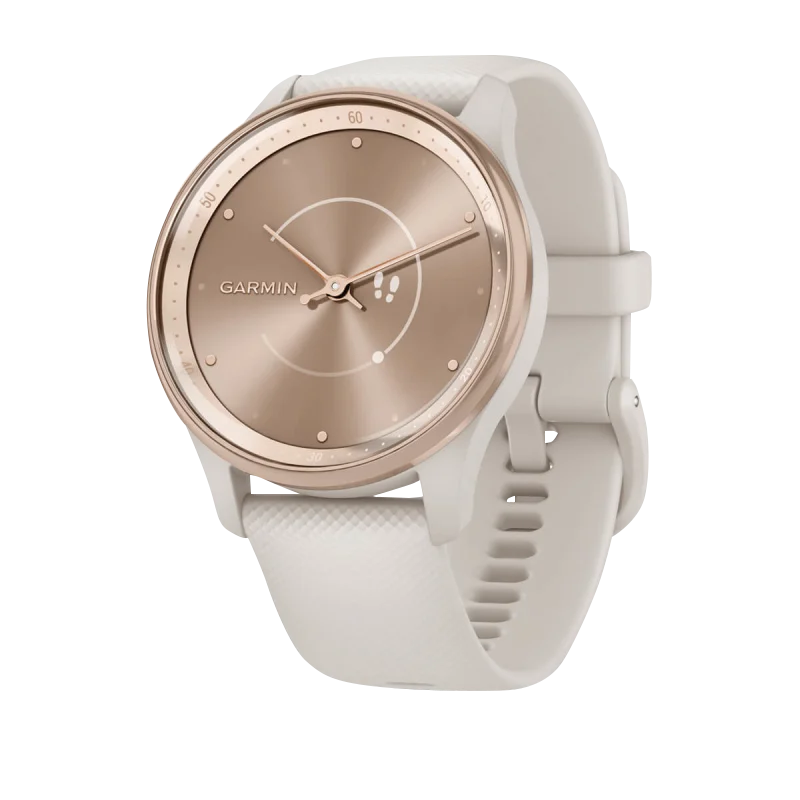 Garmin Vívomove Trend Peach Gold Stainless Steel Bezel with Ivory Case and Silicone Band (Garmin Certified Refurbished) by Garmin