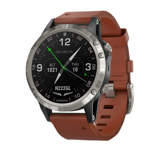 Garmin D2 Delta Aviator, Brown Leather Band, GPS Smartwatch for Pilots (010-01988-30) by Garmin