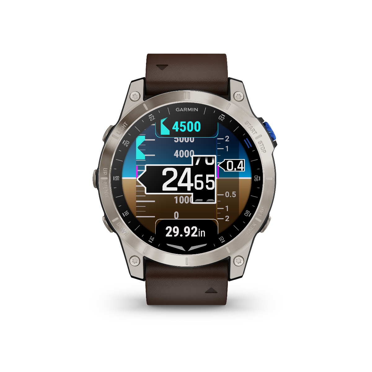 Garmin D2 Mach 1, Oxford Brown Leather Band, GPS Aviation Smartwatch for Pilots (010-02582-54) by Garmin