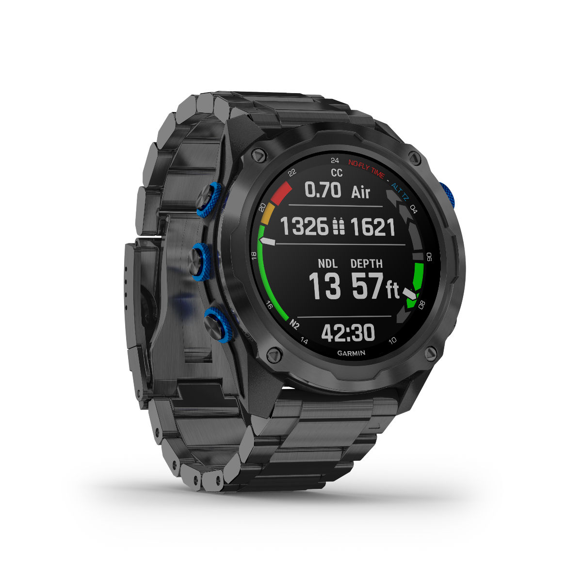 Garmin Descent Mk2i dive watch, titanium carbon gray DLC case with black band