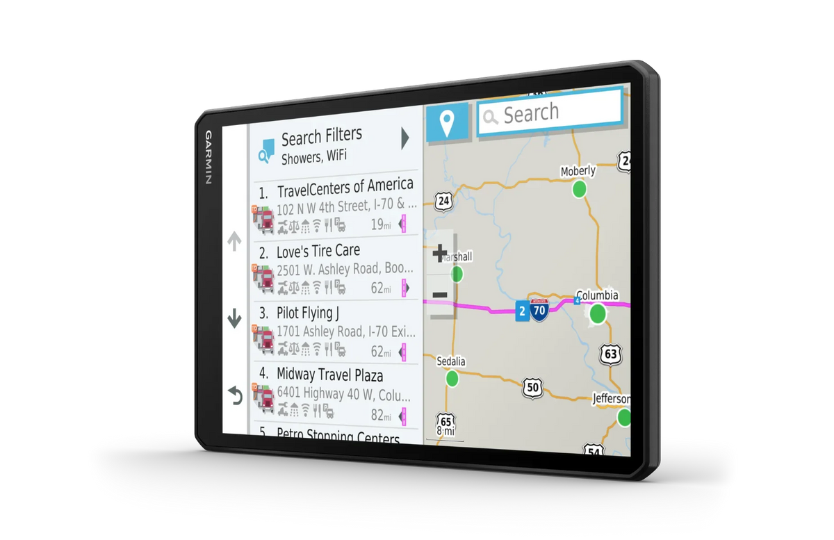 Garmin Dezl OTR1000 trucking GPS navigator with 10-inch display and black bezel