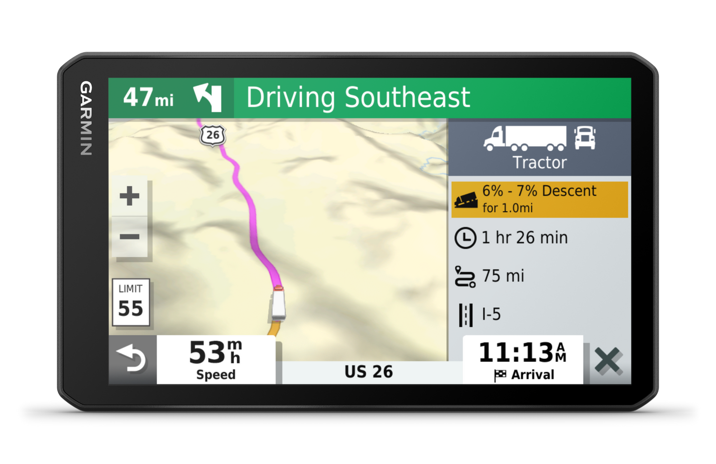 Garmin Dezl OTR700 trucking GPS navigator with 7-inch display, certified refurbished