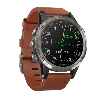 Garmin D2 Delta Aviator, Brown Leather Band, GPS Smartwatch for Pilots (010-01988-30) by Garmin