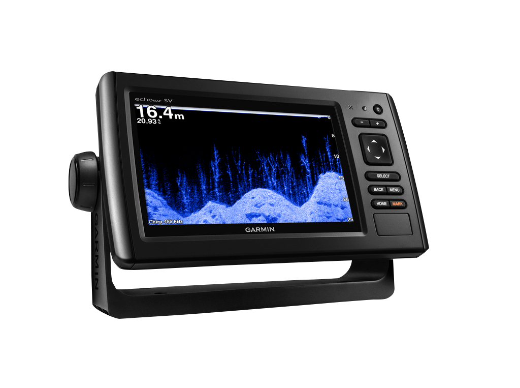 Garmin ECHOMAP CHIRP 72sv marine chartplotter, black with blue sonar display