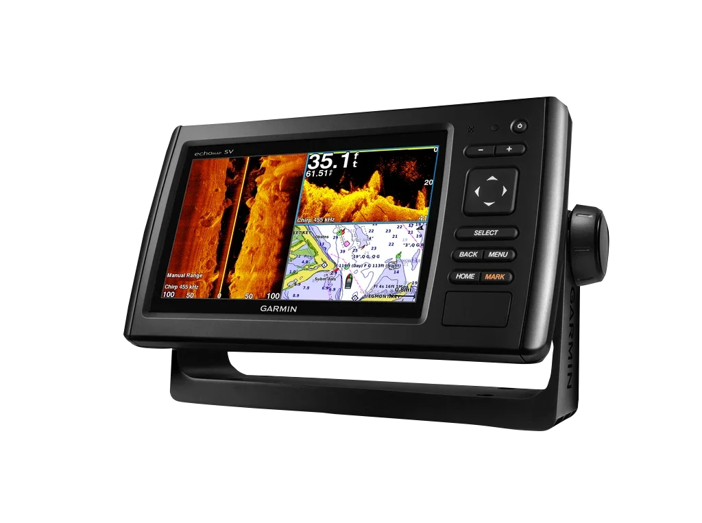 Garmin ECHOMAP CHIRP 74sv marine chartplotter w/o transducer, black with built-in screen and keypad controls