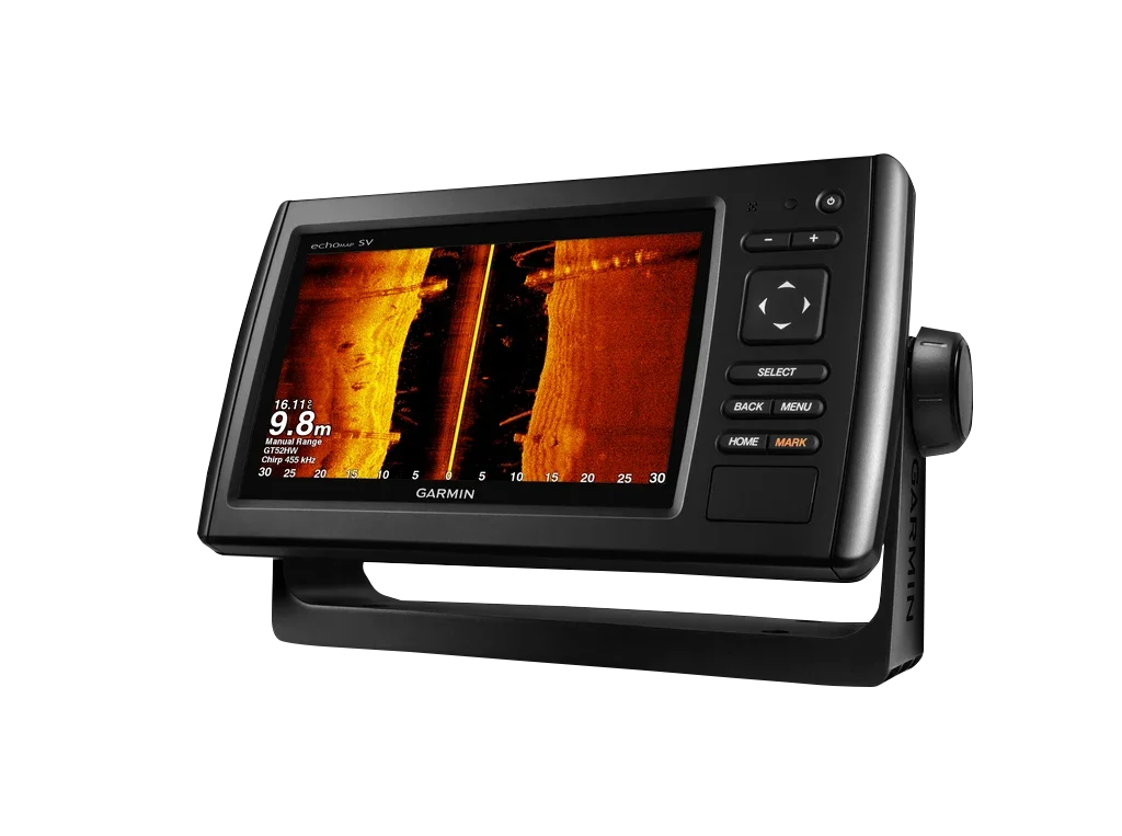 Garmin ECHOMAP CHIRP 75sv marine chartplotter with transducer, black