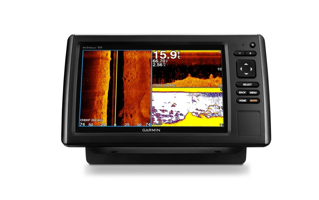 Garmin Echomap CHIRP 94sv marine chartplotter with transducer, black unit