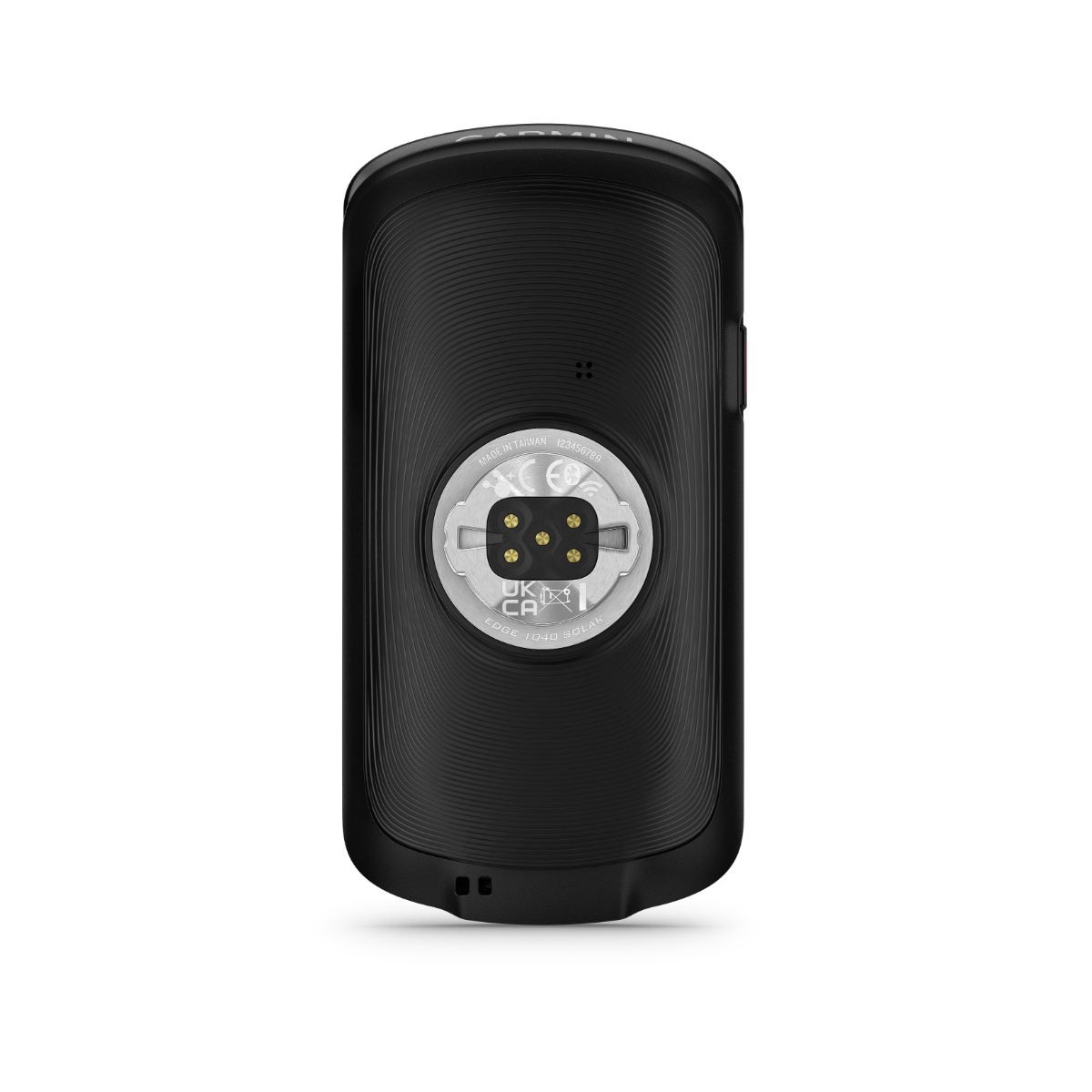 Garmin Edge 1040 Solar cycling computer back with circular mounting plate.
