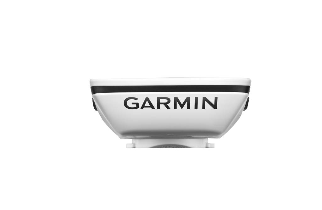 Garmin Edge 520 bike computer mount, white plastic with bold GARMIN logo