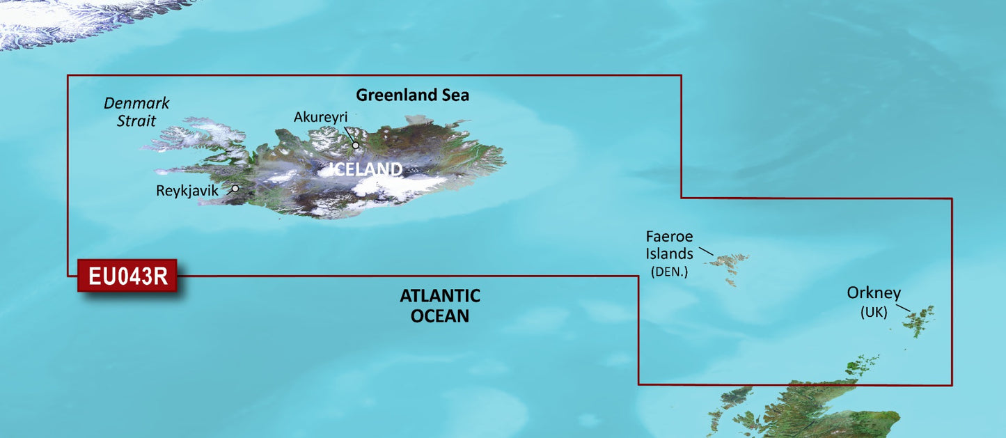 Garmin Iceland to Orkney Coastal Charts BlueChart g3 Vision | VEU043R | microSD/SD by Garmin