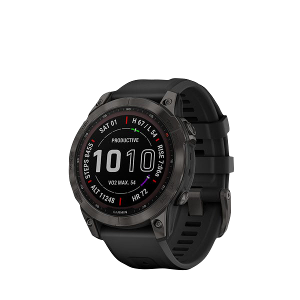 Garmin Fenix 7 Sapphire Solar, Carbon Gray Titanium w/ Black Band (Garmin Certified Refurbished) by Garmin