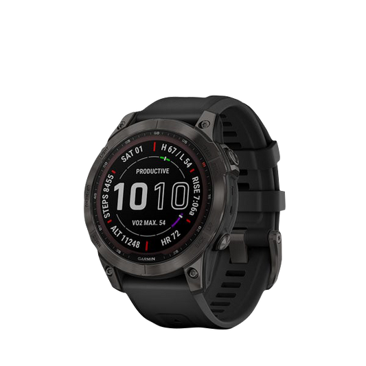 Garmin Fenix 7 Sapphire Solar, Carbon Gray Titanium w/ Black Band (Garmin Certified Refurbished) by Garmin