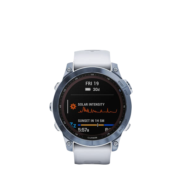 Garmin Fenix 7 Sapphire Solar, Mineral Blue Titanium w/ Whitestone Band (Garmin Certified Refurbished) by Garmin