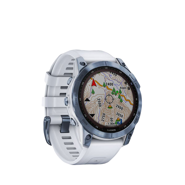 Garmin Fenix 7 Sapphire Solar, Mineral Blue Titanium w/ Whitestone Band (Garmin Certified Refurbished) by Garmin