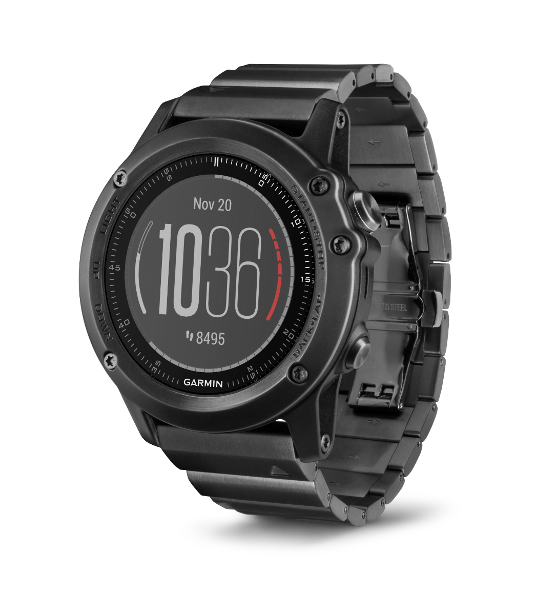 Garmin Fenix 3 HR smartwatch with sapphire lens and black stainless steel band
