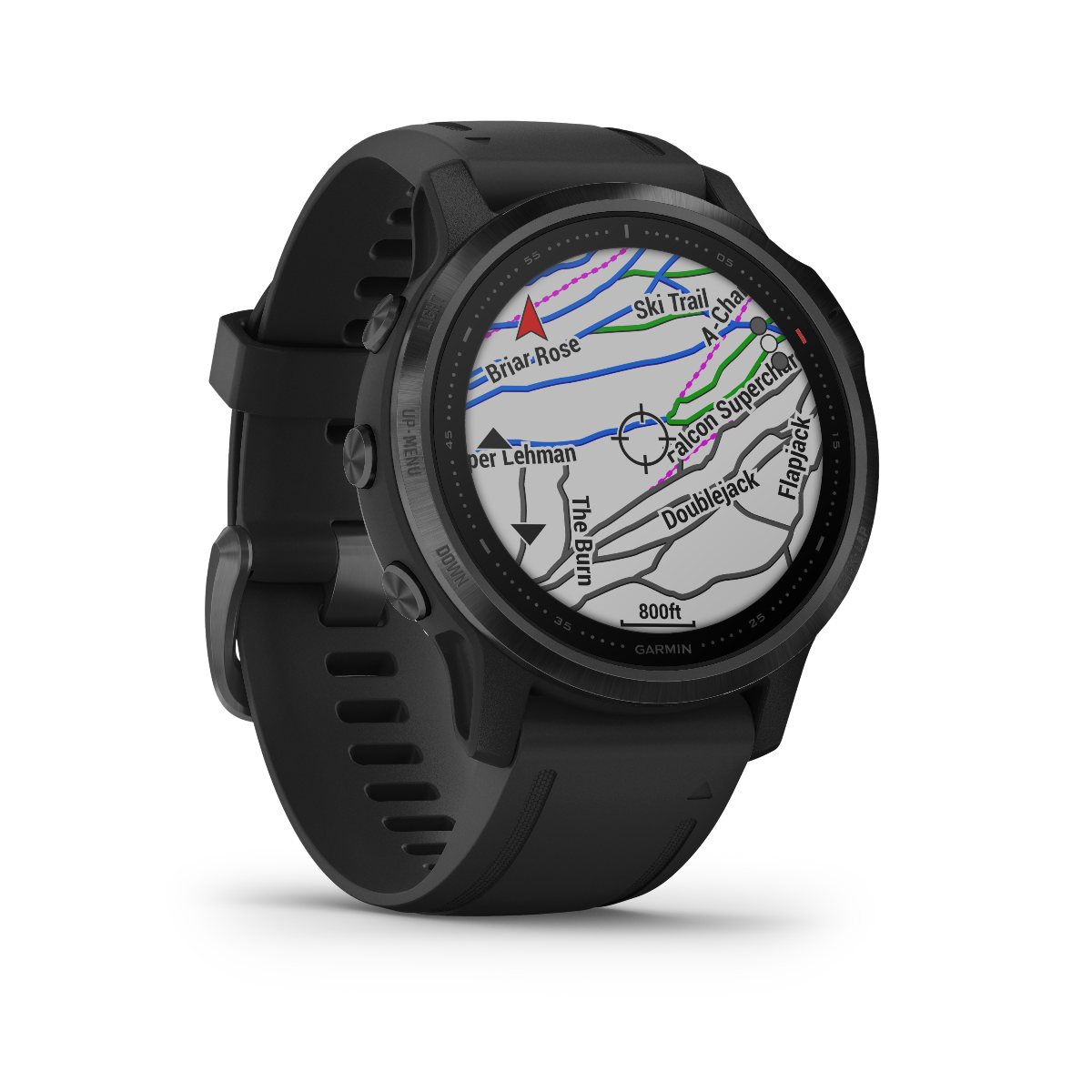 Garmin Fenix 6S Pro GPS Smartwatch, black bezel with black band, certified refurbished