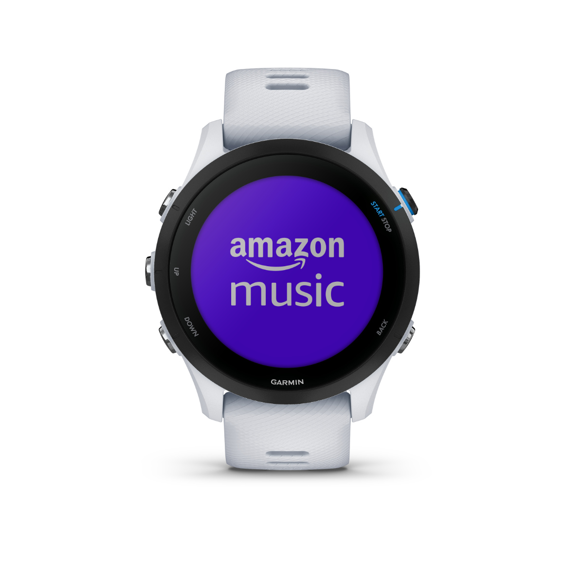 Garmin Forerunner 255 Music smartwatch in Whitestone with white strap