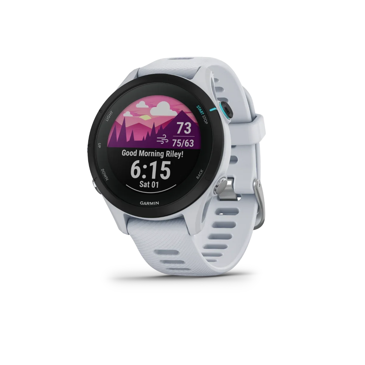Garmin Forerunner 255S Music smartwatch, Whitestone with white silicone strap, certified refurbished