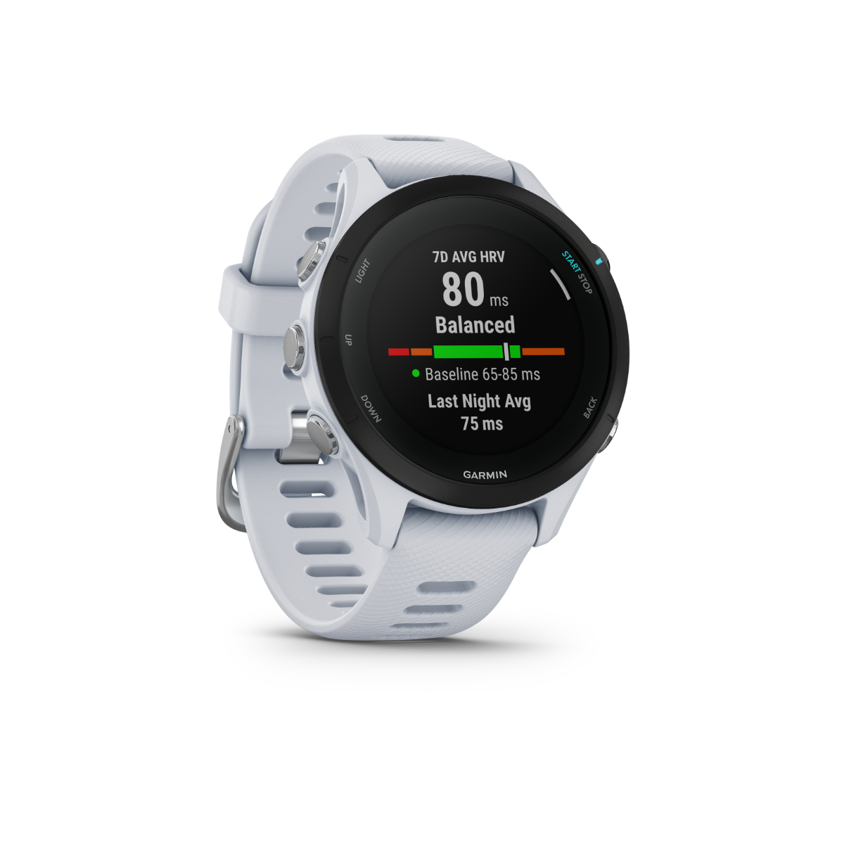 Garmin Forerunner 255S Music smartwatch, Whitestone with white band, Garmin Certified Refurbished