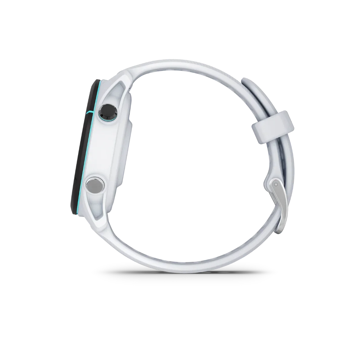 Garmin Forerunner 255S Music smartwatch in Whitestone with teal accents