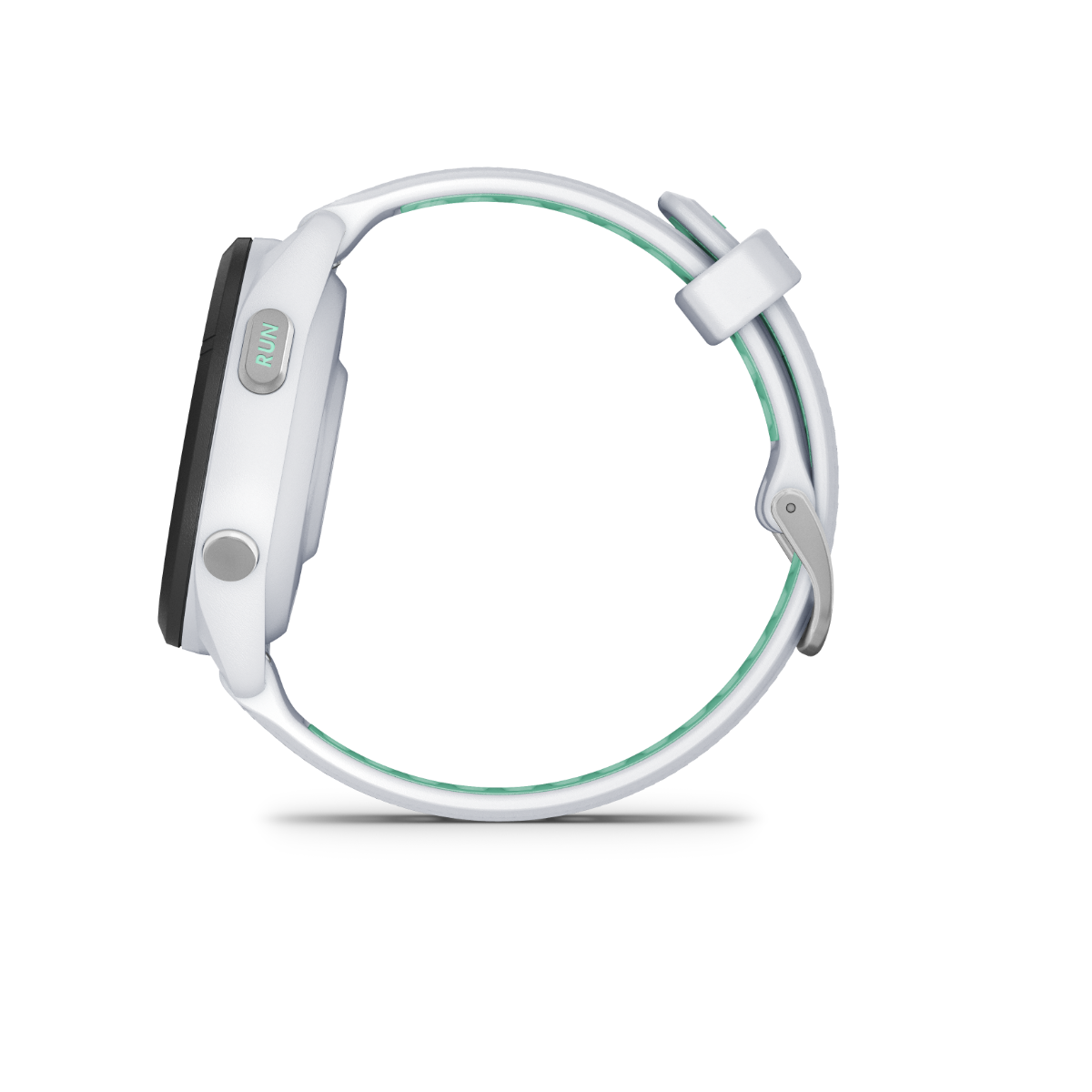 Garmin Forerunner 265S smartwatch with black bezel and Whitestone/Neo Tropic band, Garmin Certified Refurbished
