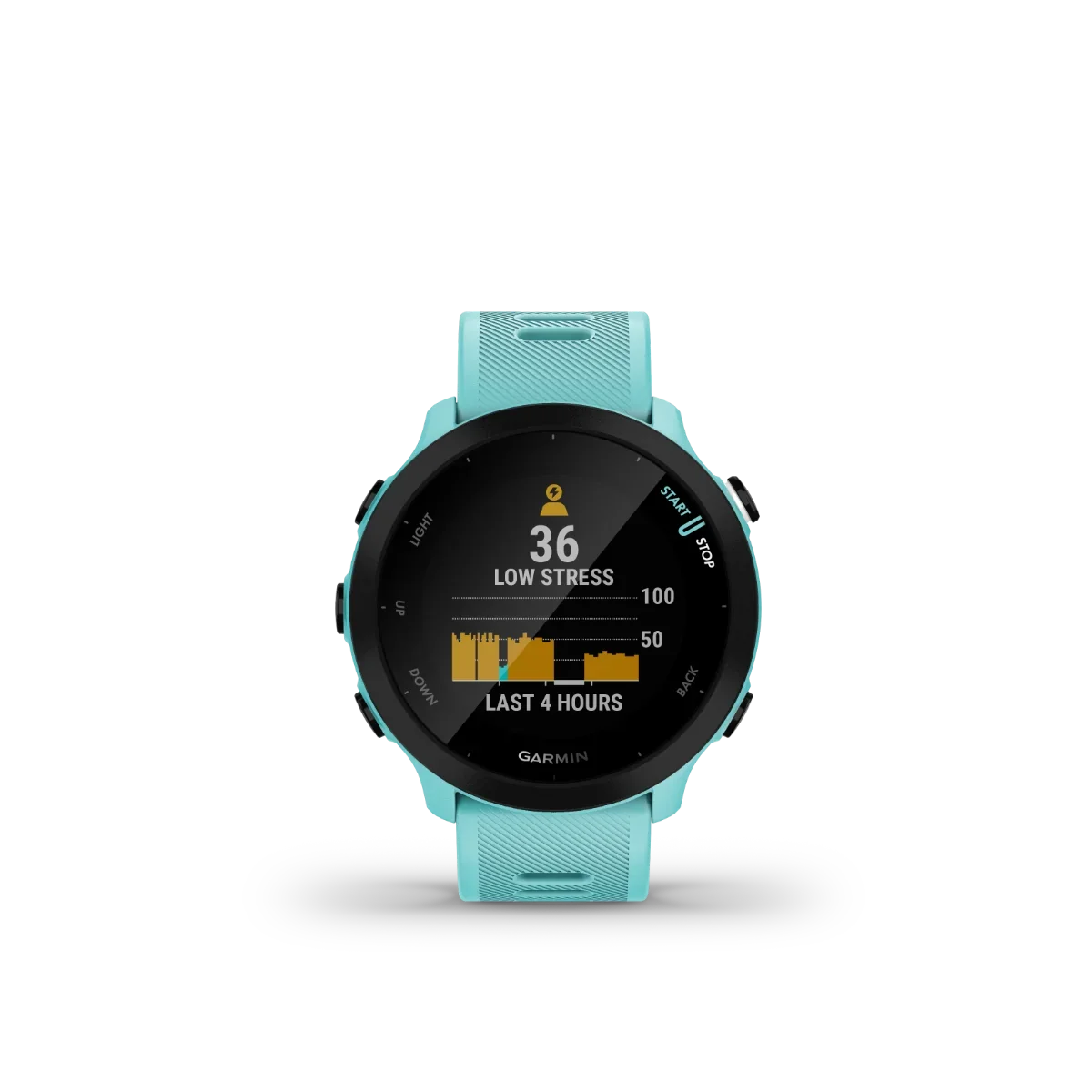 Garmin Forerunner 55 Aqua GPS fitness smartwatch with aqua strap, certified refurbished