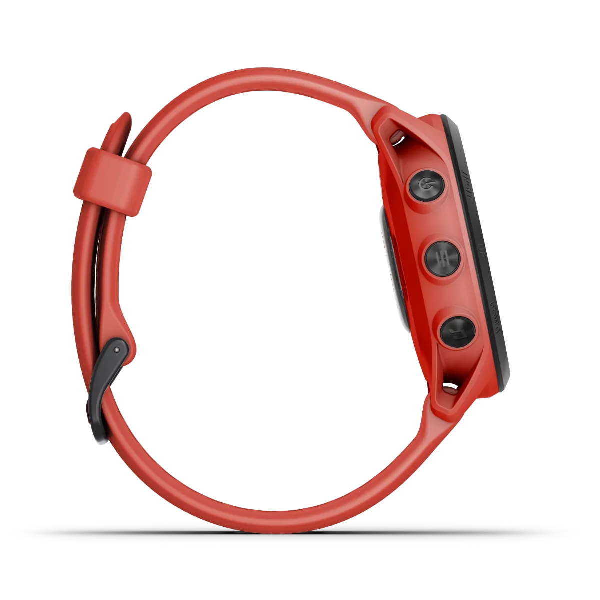 Garmin Forerunner 745 Magma Red smartwatch with red silicone strap and side buttons