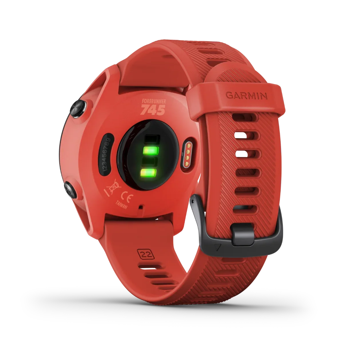 Garmin Forerunner 745 Magma Red smartwatch with red silicone band