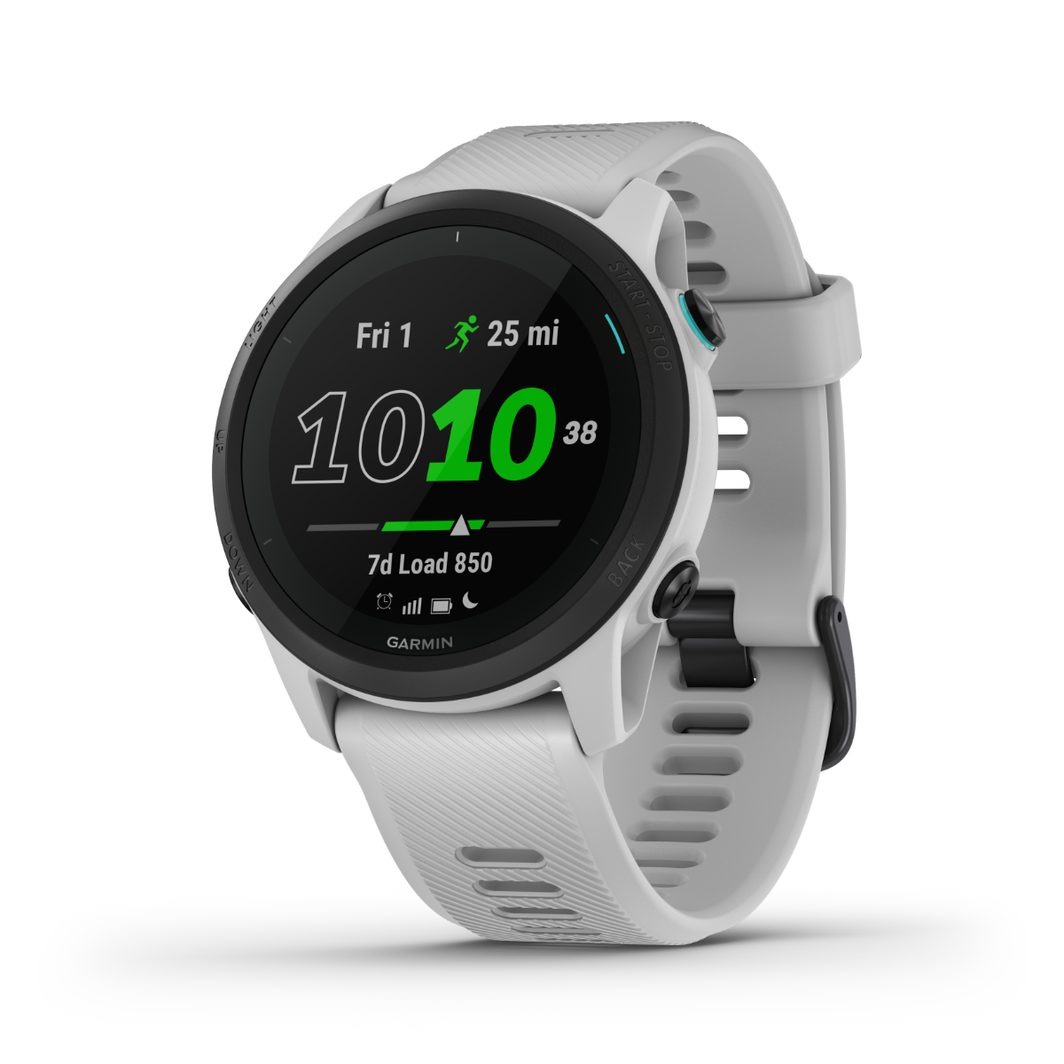 Garmin Forerunner 745 smartwatch in Whitestone with white band, model 010-02445-03