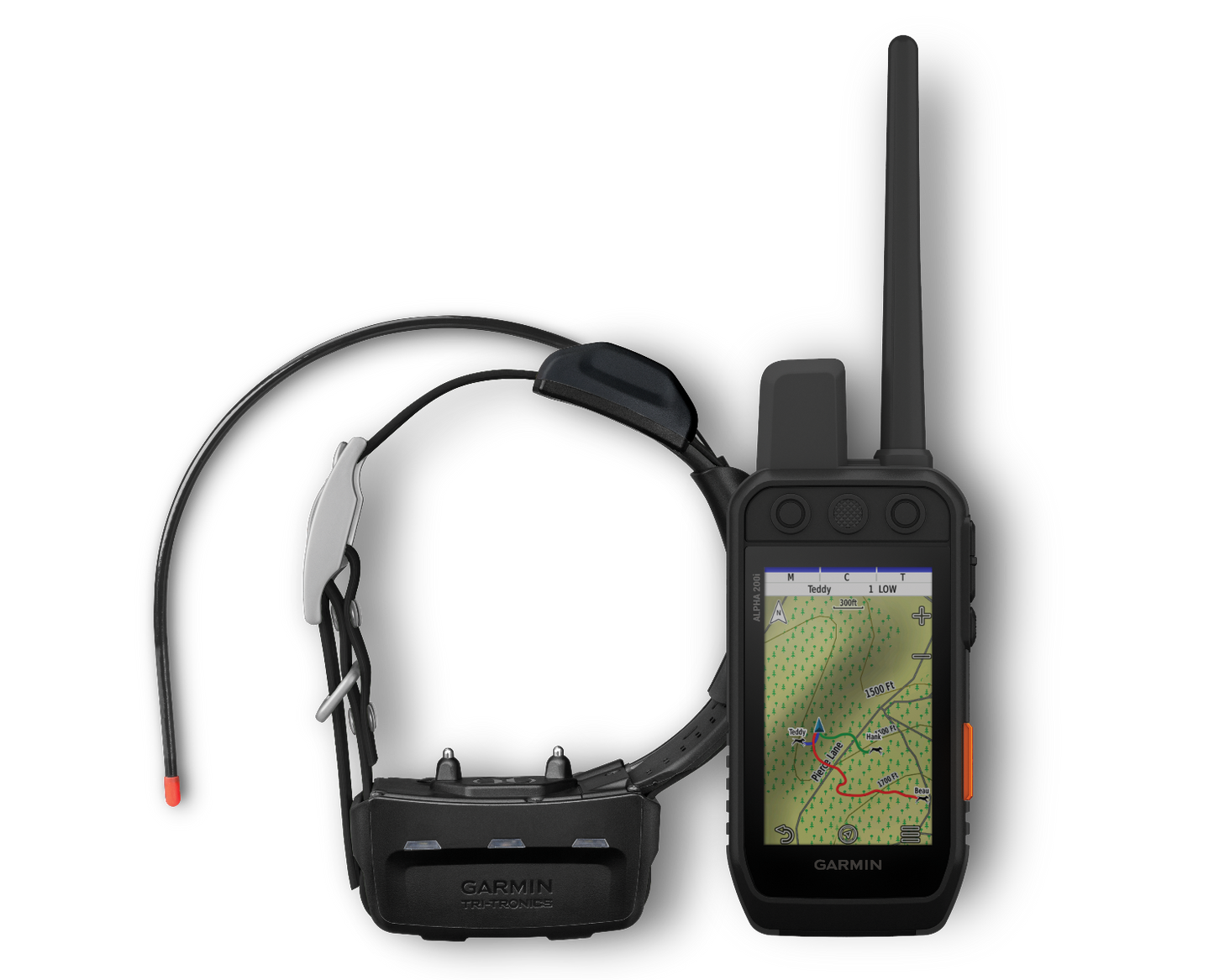 Garmin Alpha 200i Bundle handheld and TT15 dog collar, black Garmin hunting GPS with map display