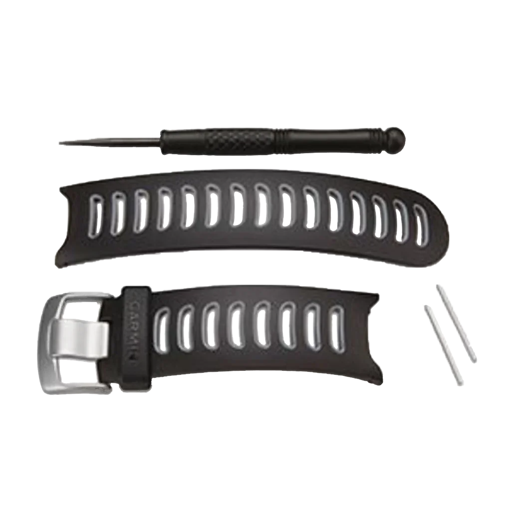 Garmin Approach S3 watch band set in black/gray silicone with buckle, pins and tool (2 bands)
