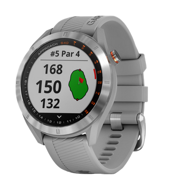 Garmin Approach S40 golf GPS smartwatch with stainless steel bezel and gray band
