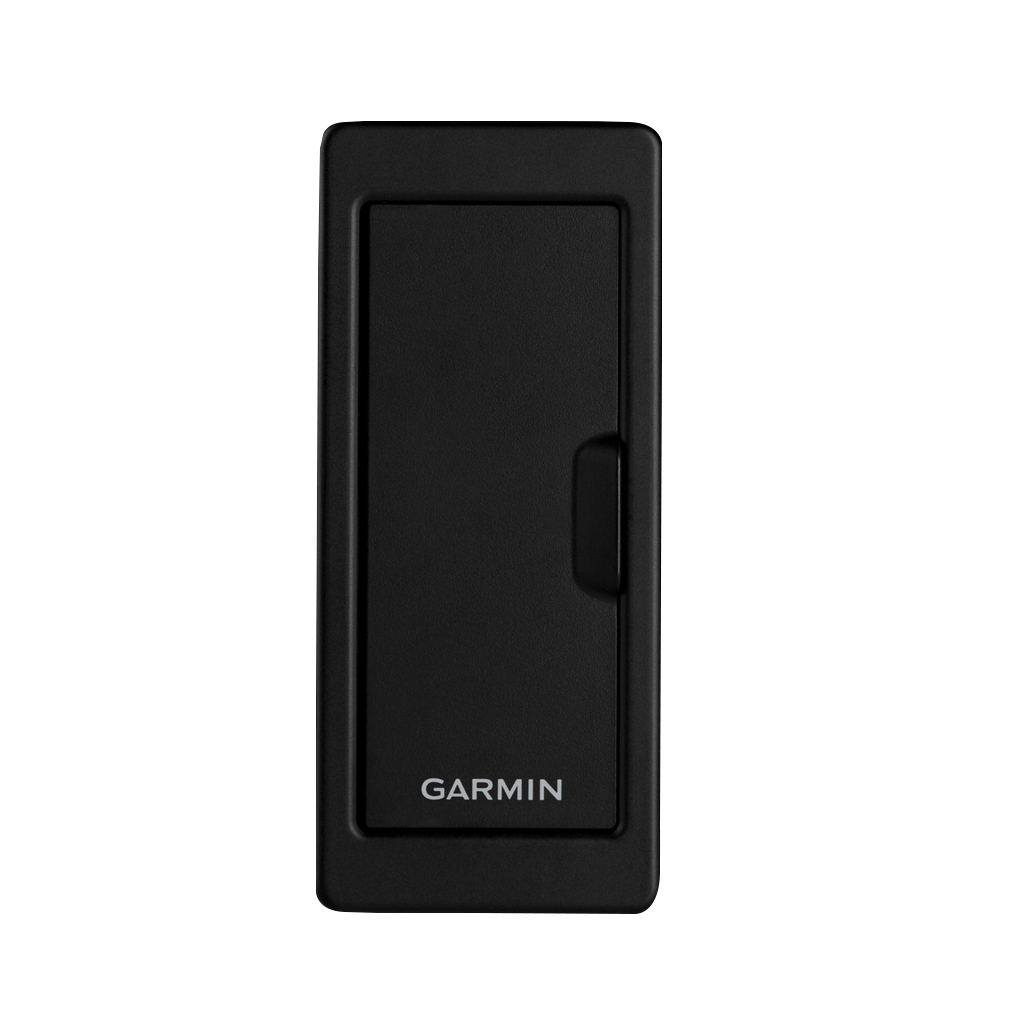 Garmin Card Reader for GPSMAP, black compact marine electronics accessory with Garmin logo.