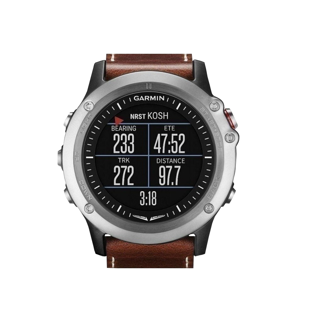 Garmin D2 Bravo GPS aviation smartwatch with brown leather strap; Garmin Certified Refurbished