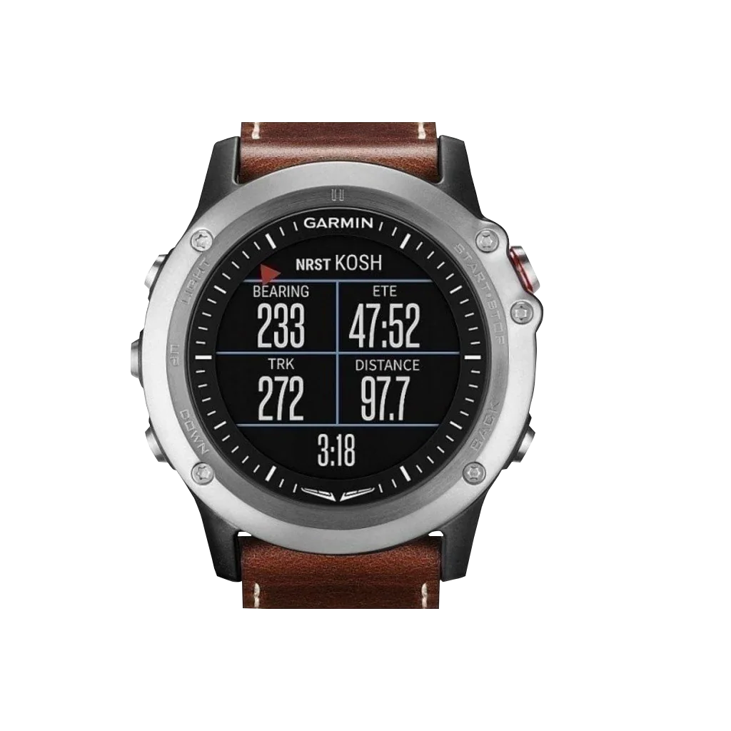 Garmin D2 Bravo GPS aviation smartwatch with brown leather strap; Garmin Certified Refurbished