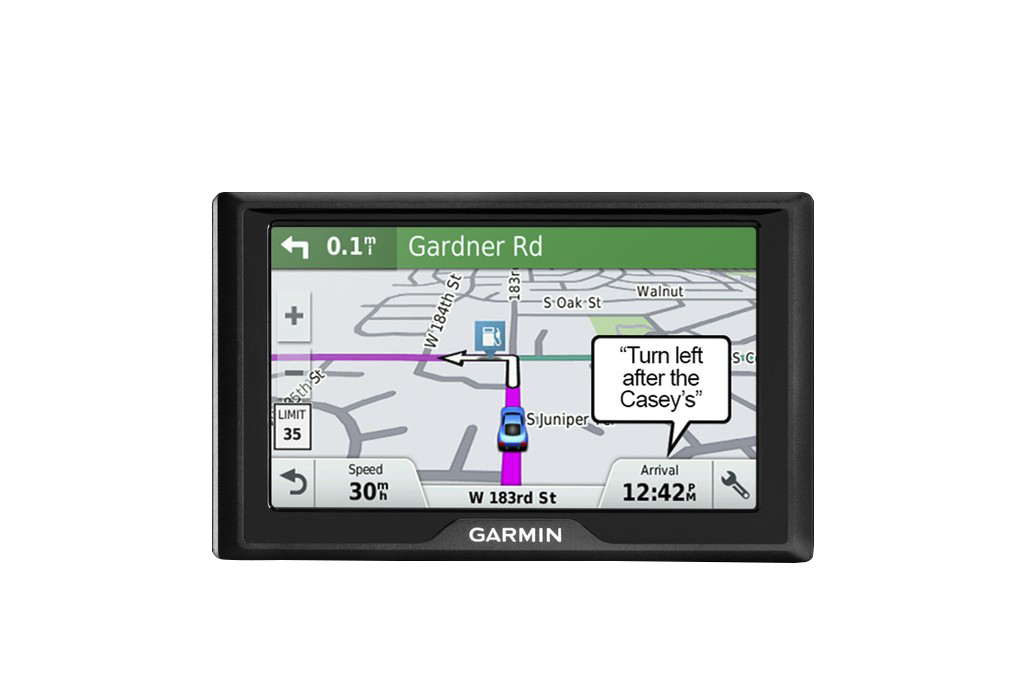 Garmin Drive 50LM GPS navigation device with 5-inch display showing map route