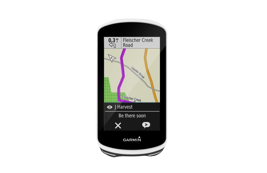 Garmin Edge 1030 cycling computer with map display and white bezel