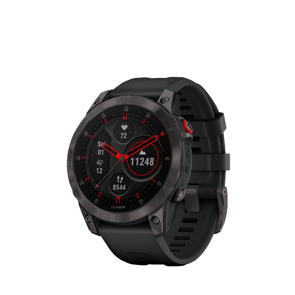Garmin Epix Gen 2 smartwatch, black titanium bezel, black silicone band, certified refurbished