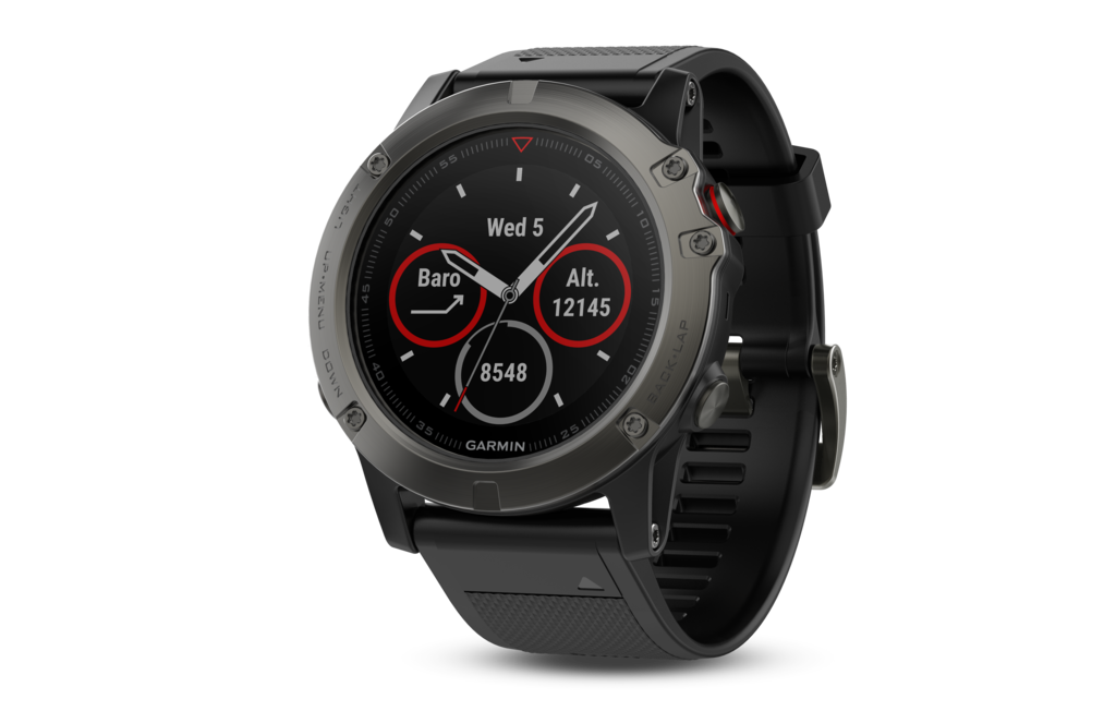 Garmin Fenix 5X Sapphire smartwatch with slate gray bezel and black band (010-01733-00)